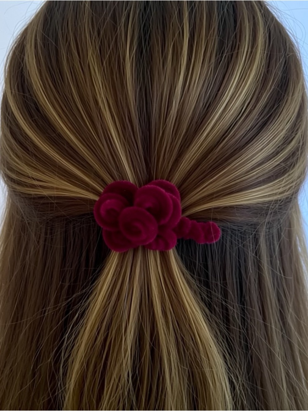 Velvet Rose Cluster Hair Clip - Deep Wine - Picture 3 of 3